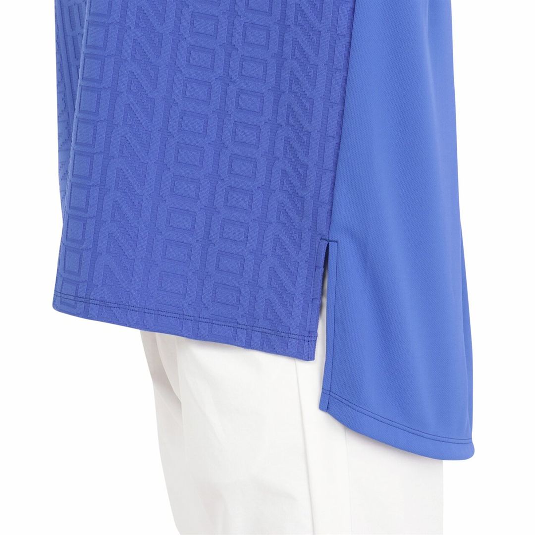 UVミズノロゴジャカードモックネック半袖シャツ ロイヤルブルー XL