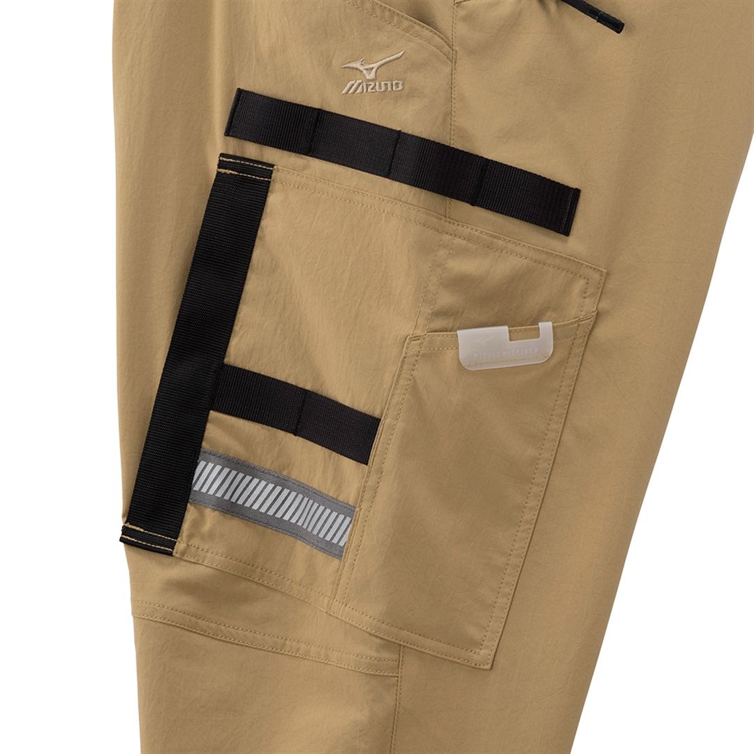 【ミズノ公式オンライン限定】ストレッチ撥水カーゴパンツ(制電) ベージュ×オレンジ XL