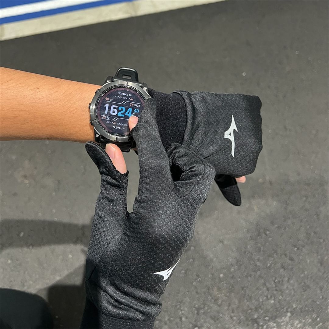 【吸湿発熱】ブレスサーモランニンググラブ ブラック M