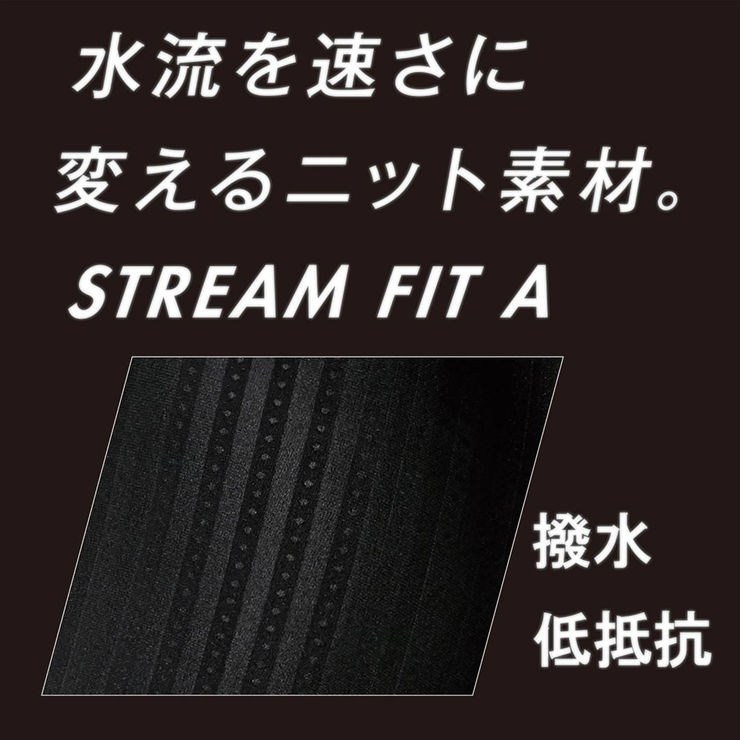 【STREAM ACE】競泳用ミディアムカット(レースオープンバック) ブラック×ライトブルー×ネオミント XS