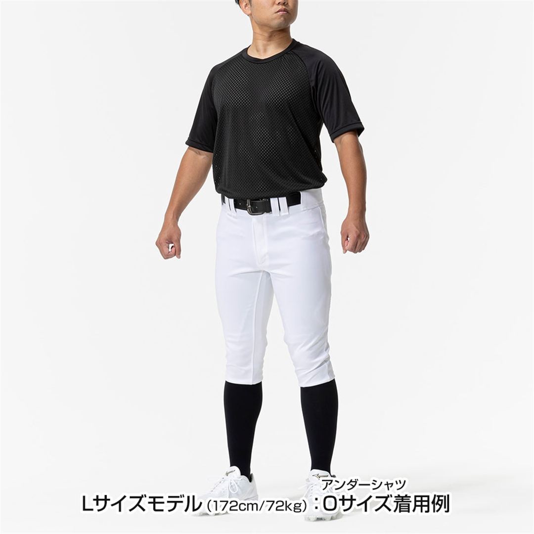 【ミズノプロ／汗処理／通気】ドライエアロフローKUGEKI(ローネック／半袖) ネイビー XO