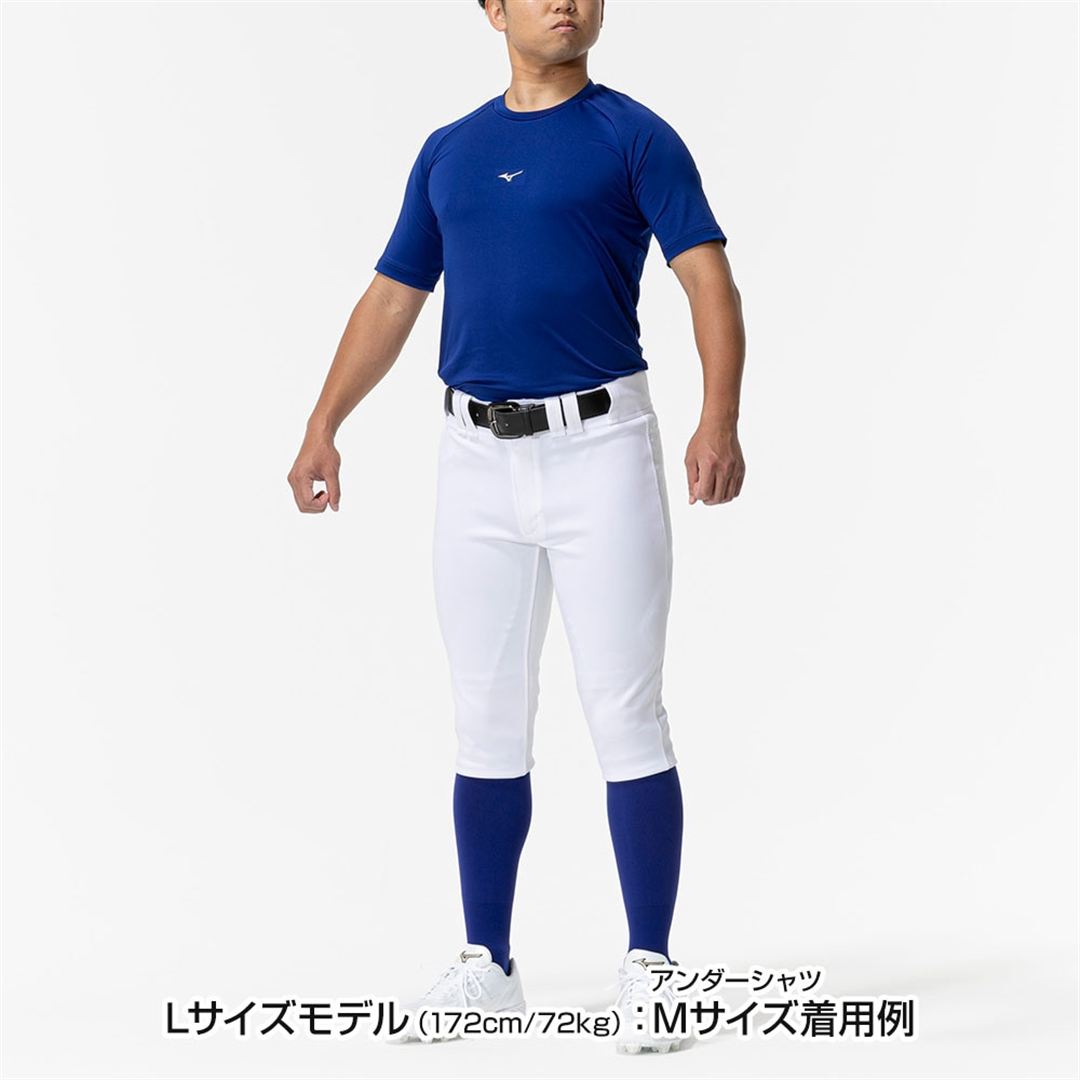 ローネック／半袖(野球／抗菌防臭／防汚) パステルネイビー XO