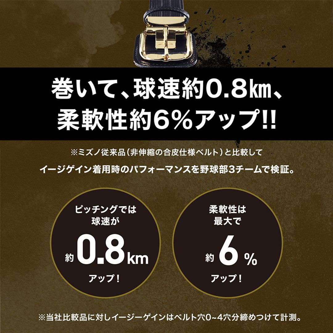 【ミズノプロ】イージーゲイン ストレッチベルト(野球／ソフトボール) ブラック