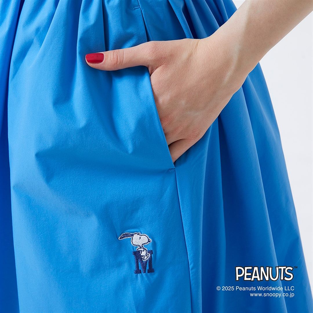 【PEANUTS】ウォーターリパレントストレッチプリーツスカート ブラック M