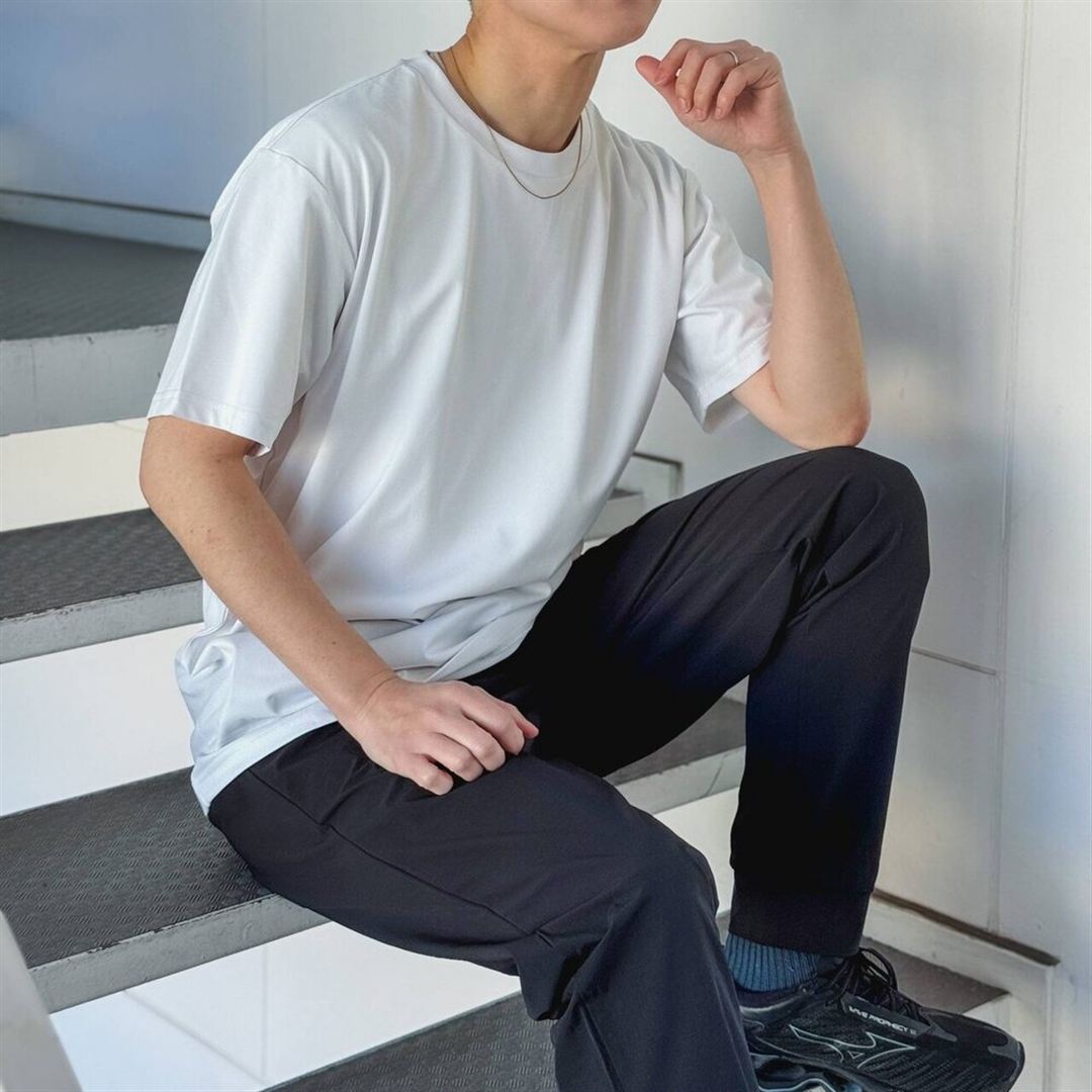ハイストレッチ クルーネック半袖シャツ（レギュラーシルエット） ブラック XL