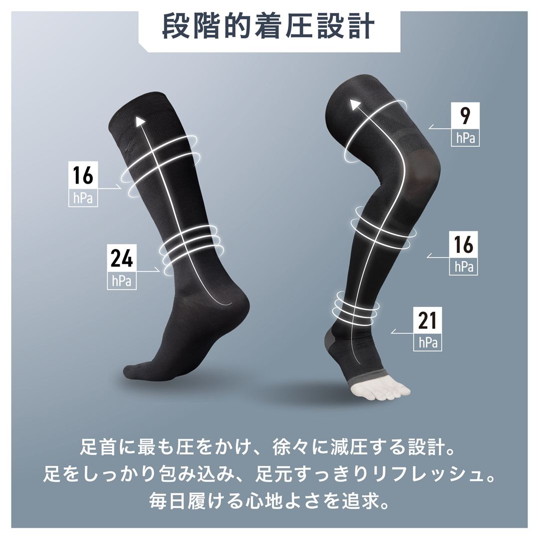 【耐久消臭】リフレッシュソックスONタイプ チャコール 25-27
