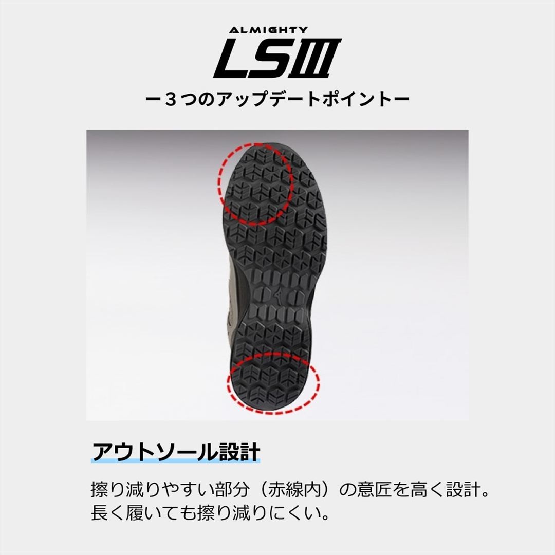オールマイティLSIII 53L BOA(ダイヤル／ローカット) グレー×ホワイト 29.0