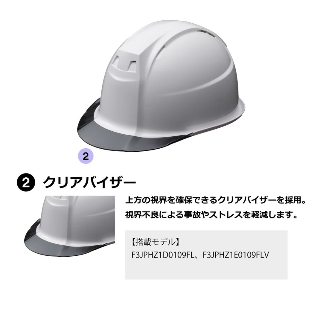 産業用ヘルメット FT01(スモークバイザー／墜落時保護用樹脂ライナー) ホワイト