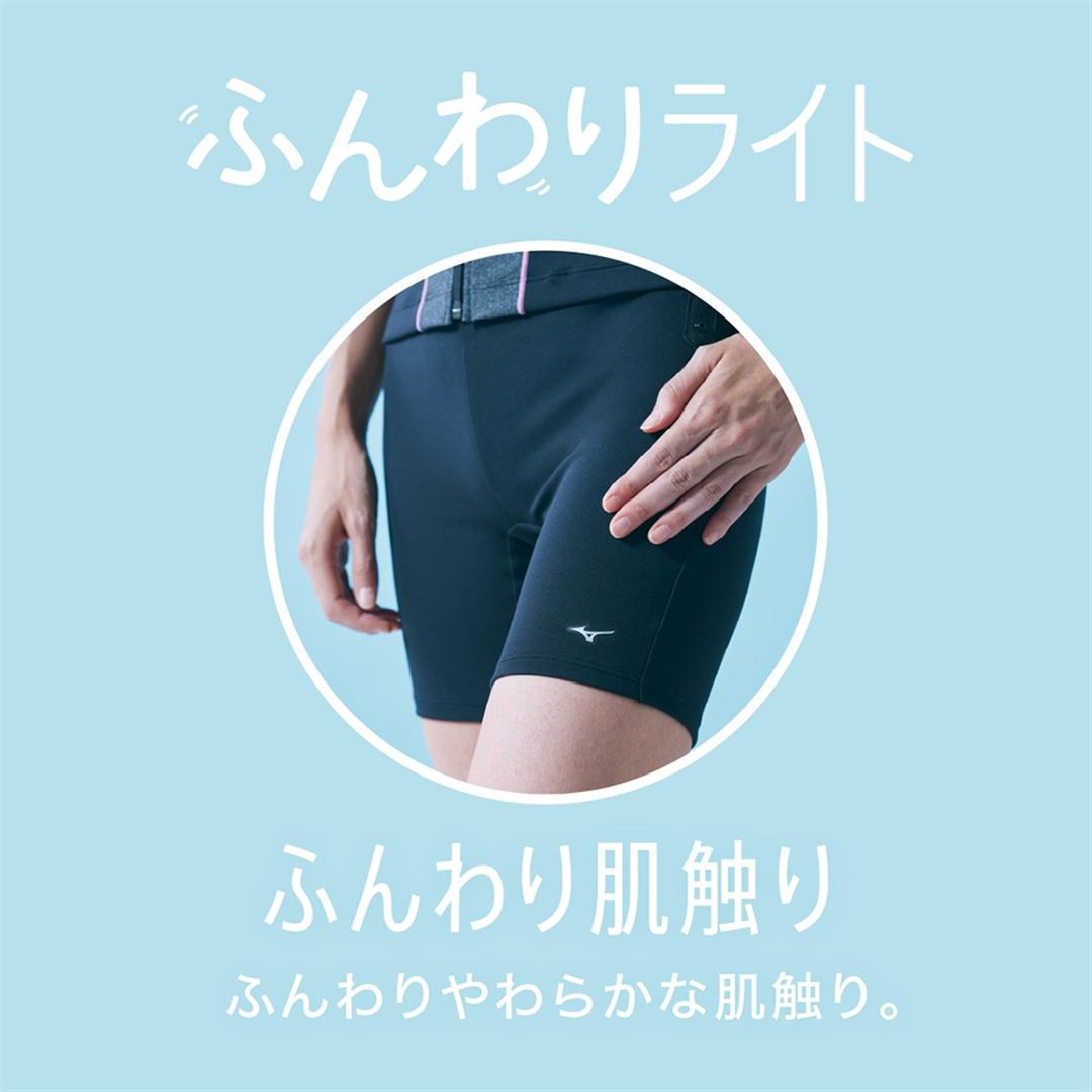 【ふんわりライト】アクアフィットネス用セパレーツ(めくれにくいボタン付) ネイビー×ブルー杢×ブルー S