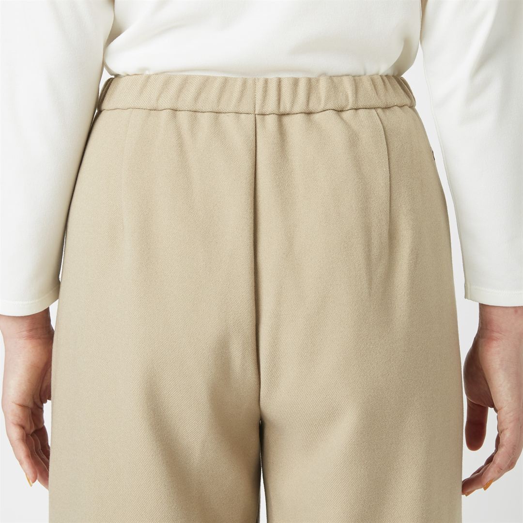 ウールタッチストレートワイドパンツ グレージュ L
