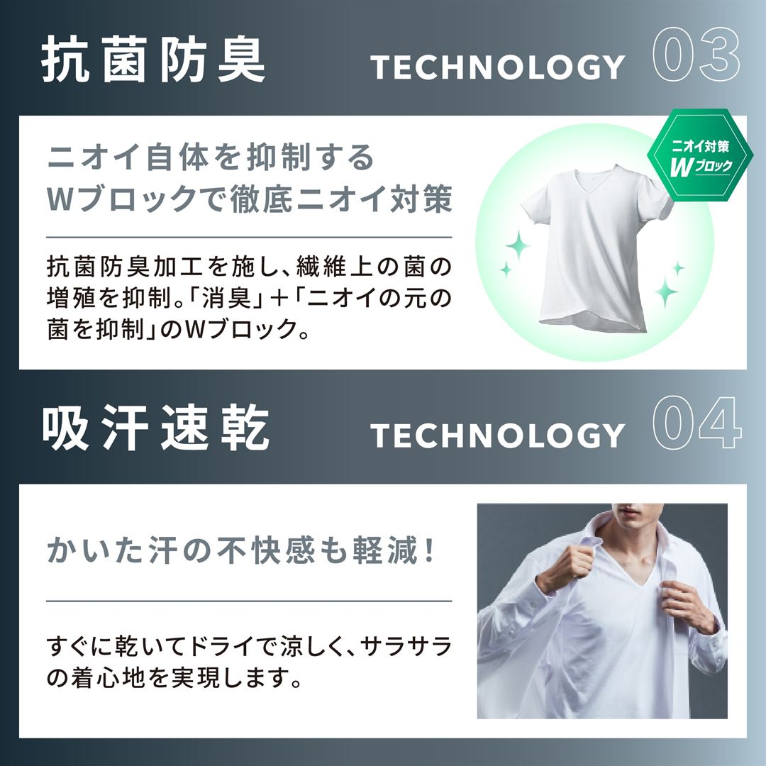 【耐久消臭／抗菌防臭】着るドラントクイックドライアンダーVネックノースリーブシャツ(大きいサイズ) ベイパーシルバー 3L