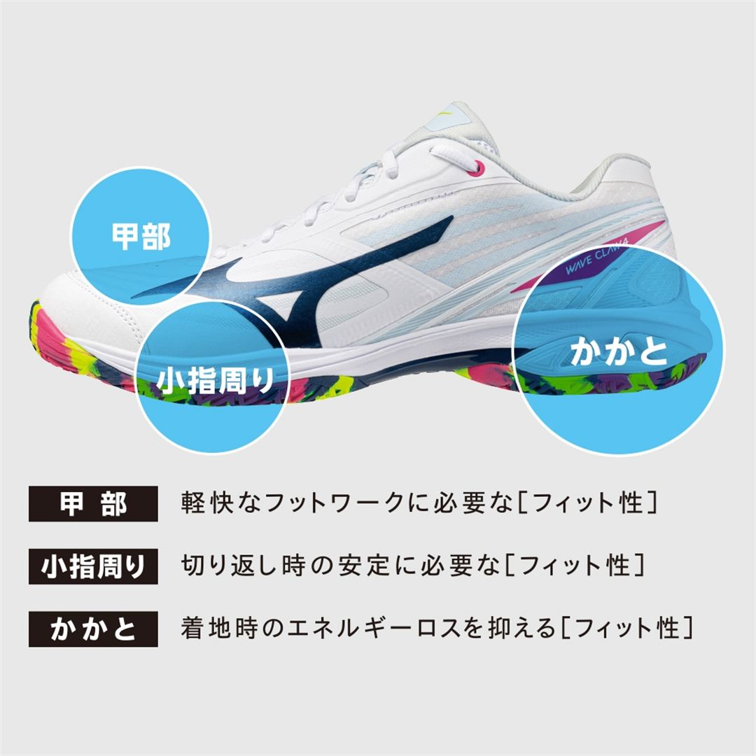 ウエーブクローEL2 FIT(バドミントン) ホワイト×パープル×ピンク 29.0