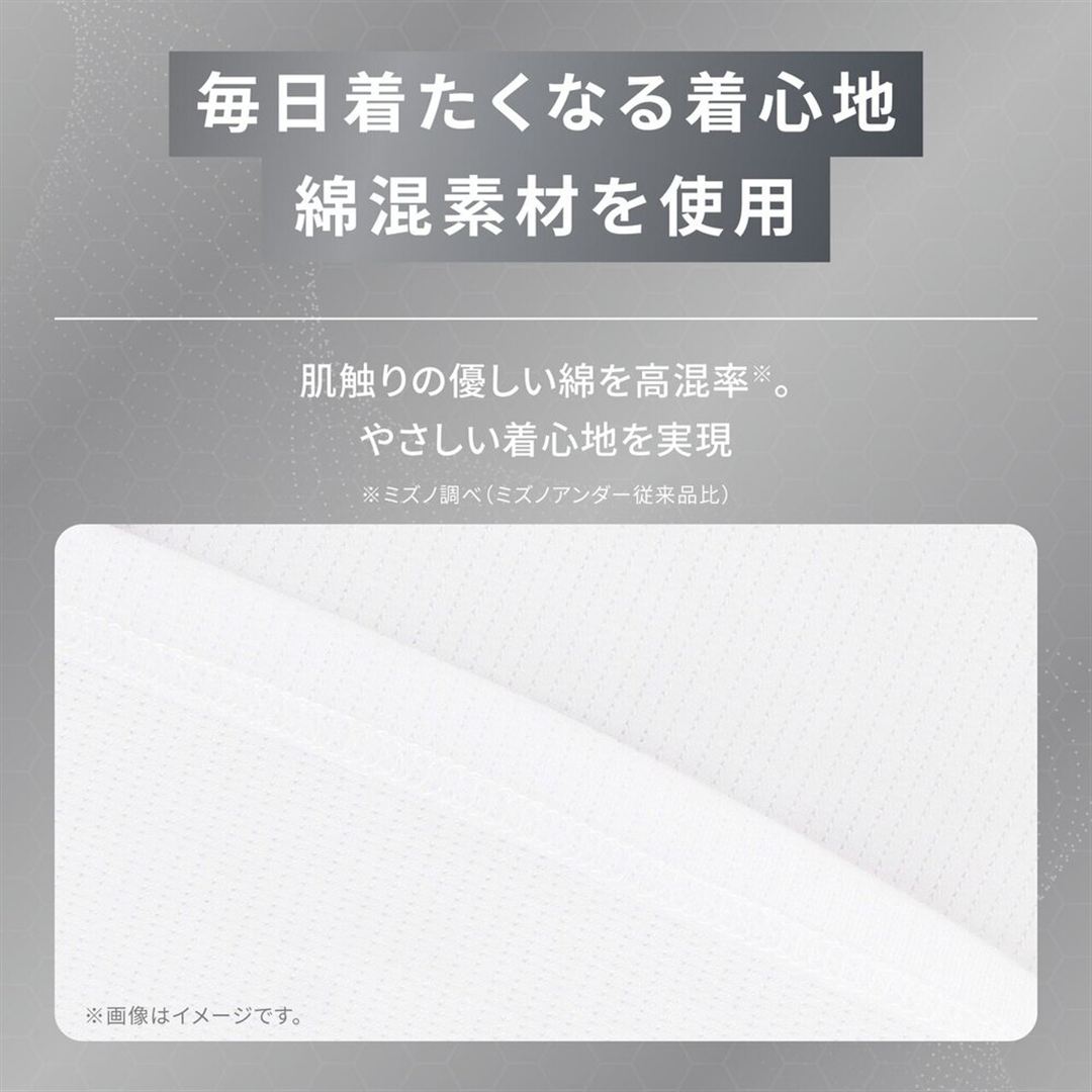 【耐久消臭／抗菌防臭】ミズノプレミア365インナー デオロング ラウンドネックフレンチスリーブ ホワイト LL