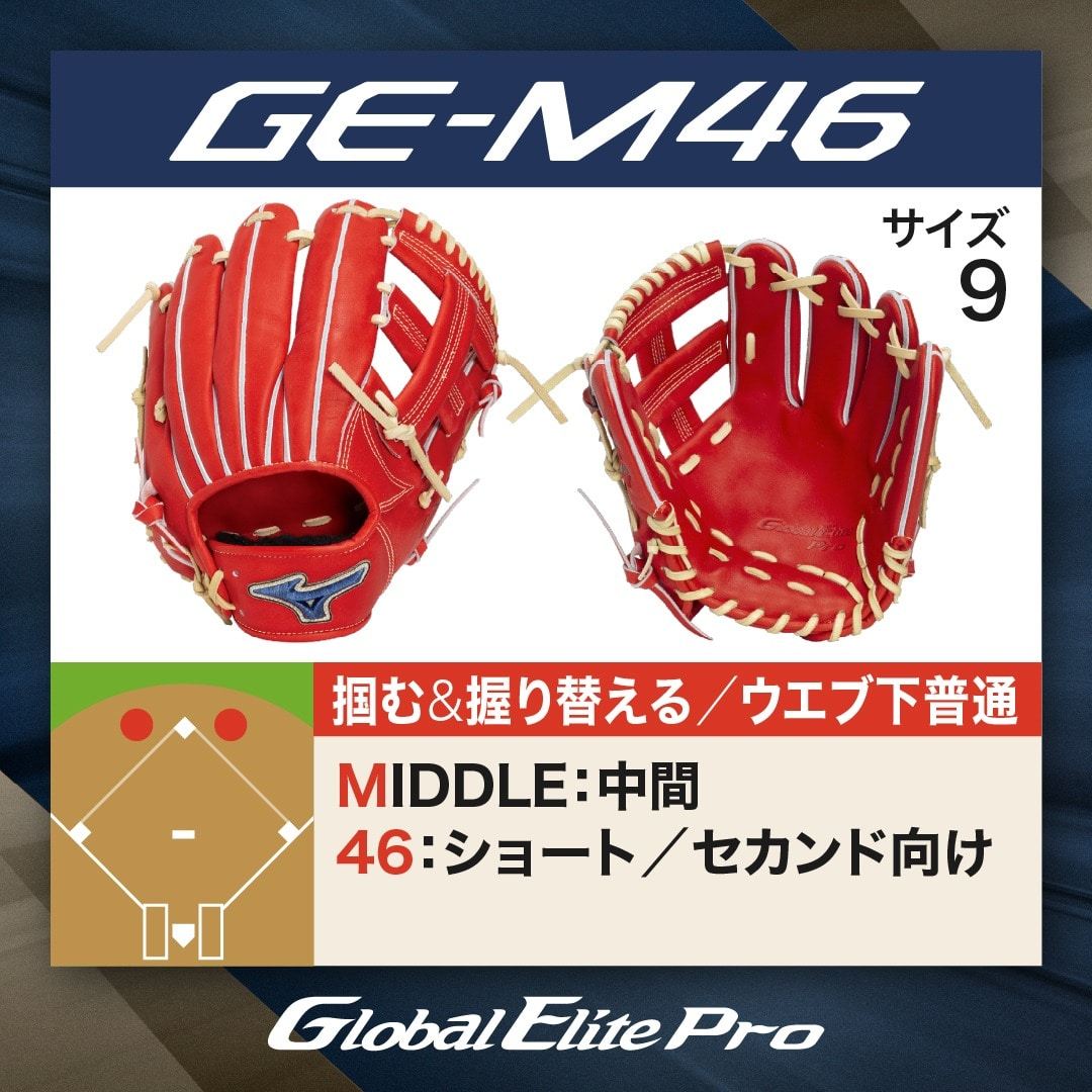 硬式用【グローバルエリート】PRO【内野手用(GE-M46)／サイズ9】 ブロンド×ブラウン