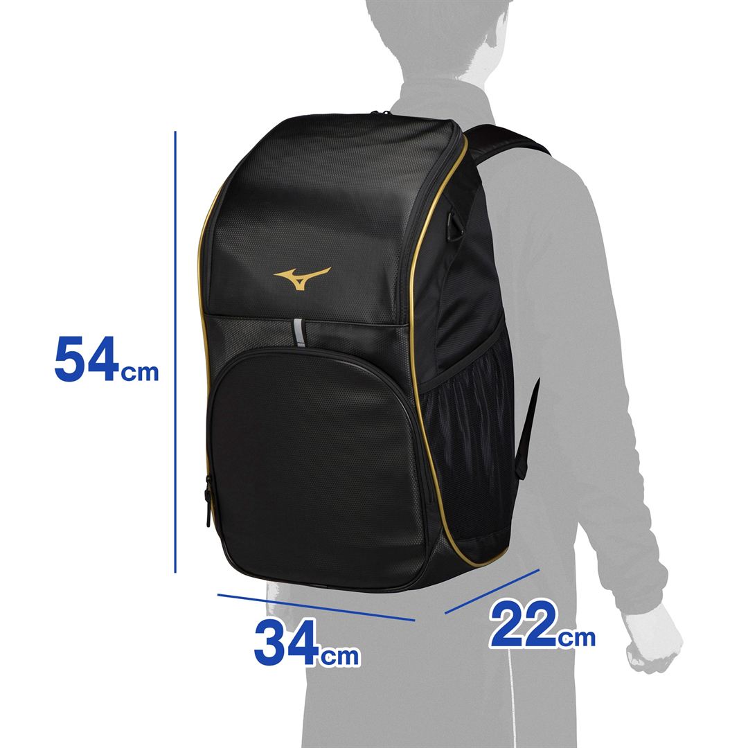 チームバックパック PCポケット付き(40L) ブラックｘゴールド