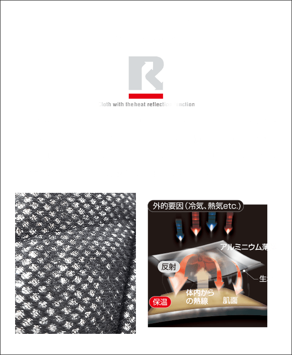 リフレクションギア　熱反射する保温素材