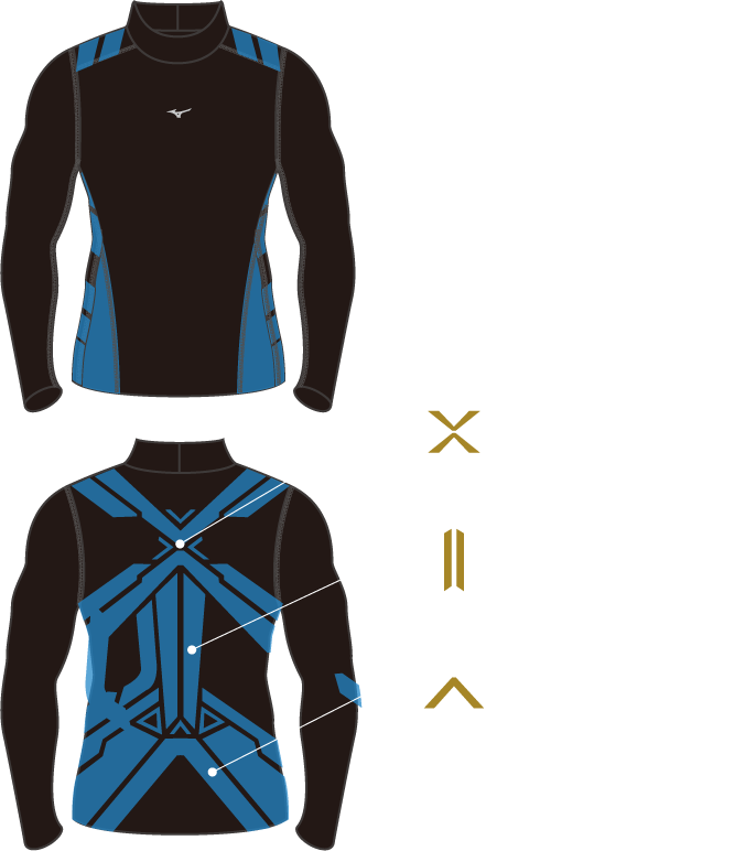 肩甲骨サポート、脊柱起立筋サポート、骨盤サポート、コンディションサポート