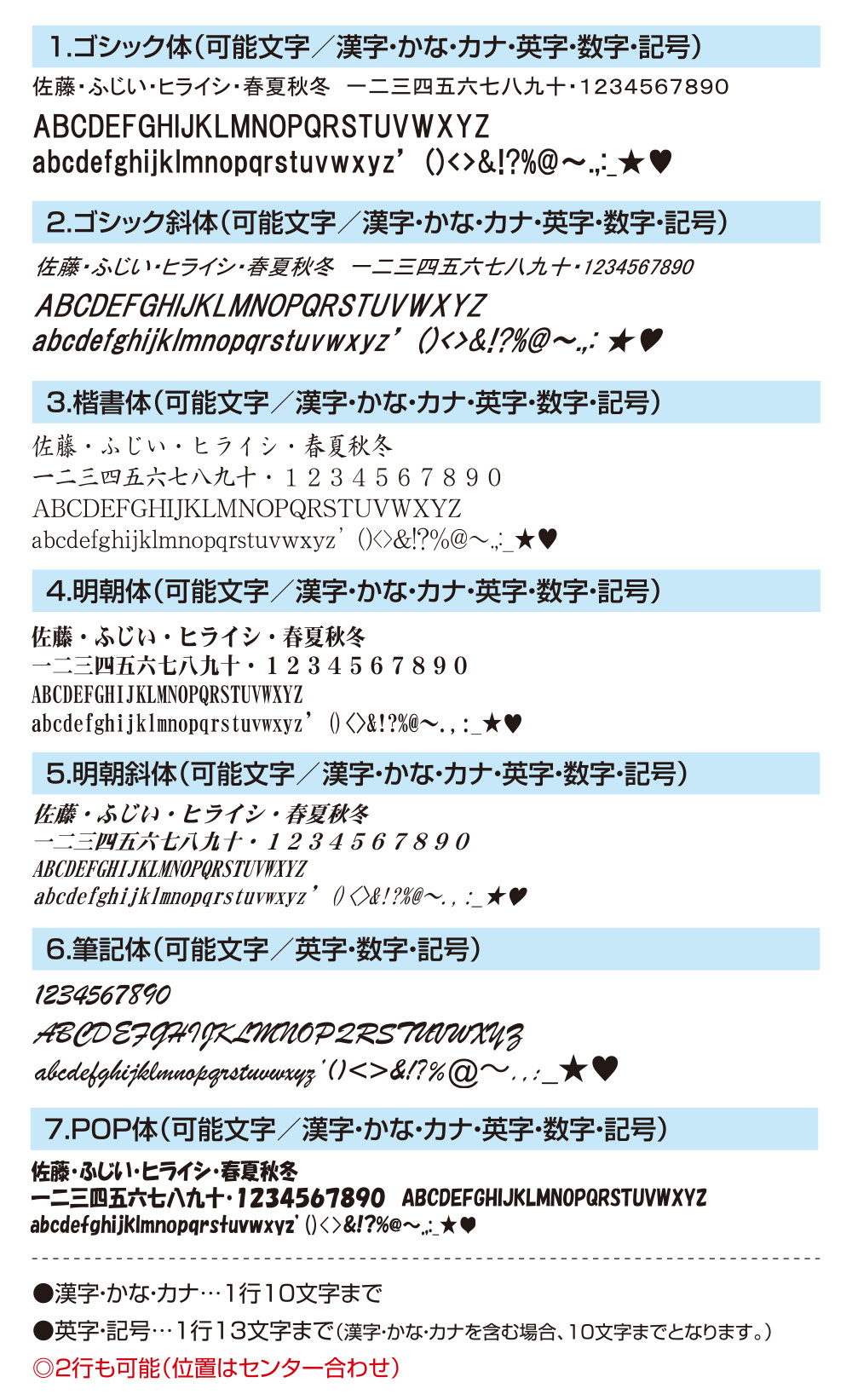 書体見本