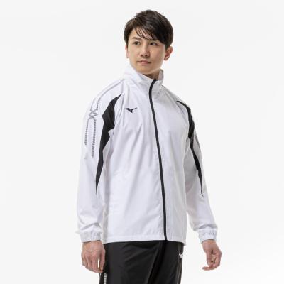 ミズノプロ 薄手のウィンドブレーカー上下 シャツ白 パンツ黒 ミズノプロ 薄手のウィンドブレーカー上下 シャツ白 パンツ黒