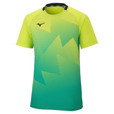 Mizuno テニスゲームシャツ ブラック/グリーン ゲームシャツ(ラケットスポーツ)|62JA0006|ウエア|テニス|ミズノ