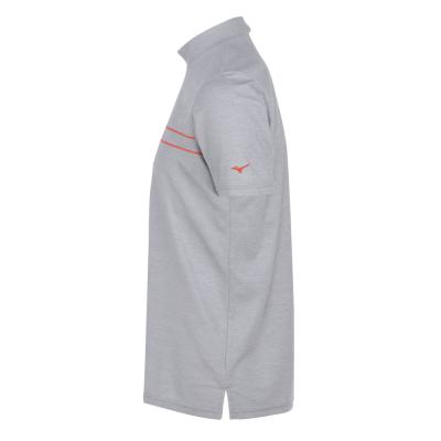 PGG◾️半袖モックネック◾️ グレー ミズノロゴプリント半袖モックネックシャツ|E2JAB065|半袖シャツ