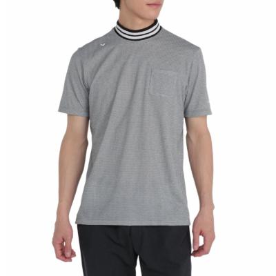 【汗処理／通気】ドライエアロフローメッシュ半袖リブ衿モックネックシャツ