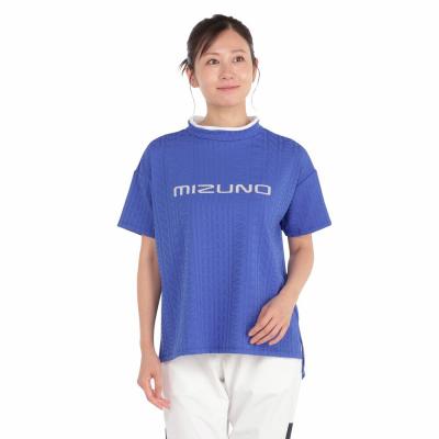 UVミズノロゴジャカードモックネック半袖シャツ|E2MAC209|トップス