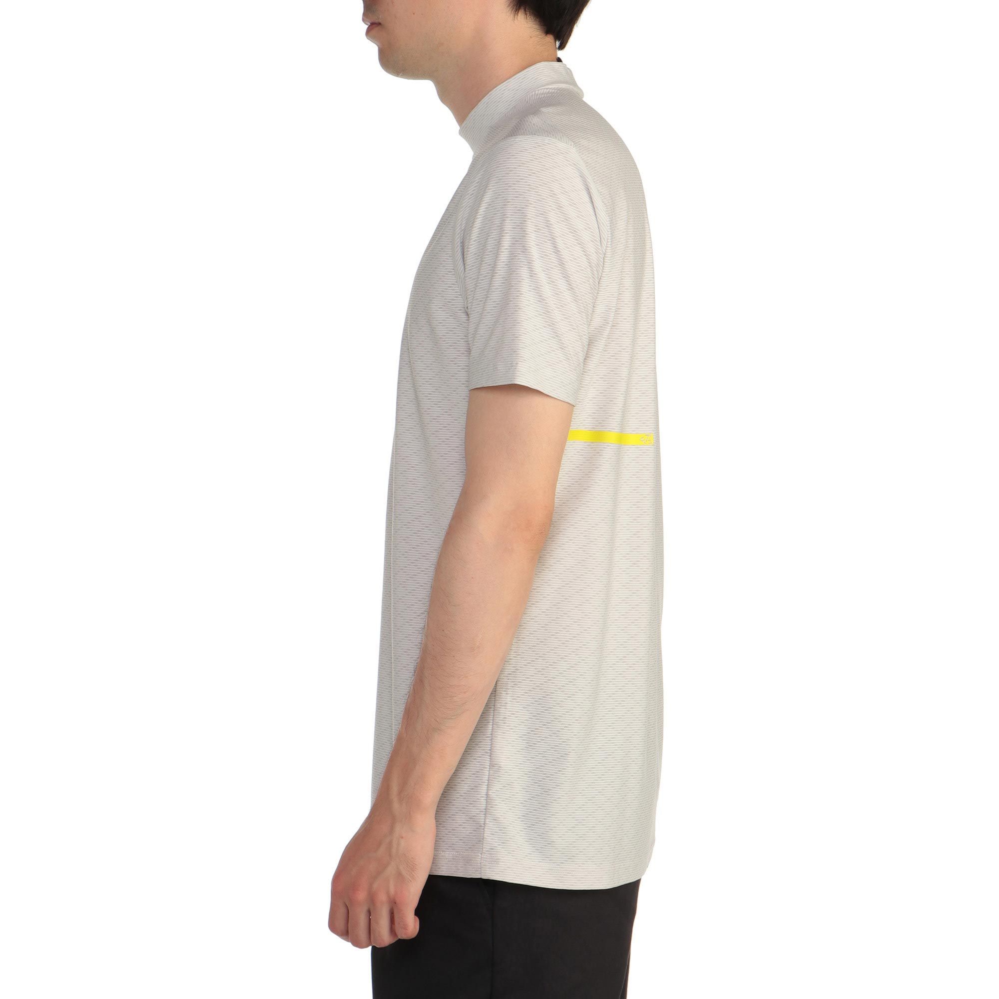 クロスジャガード半袖モックネックシャツ(大きいサイズ)[メンズ]