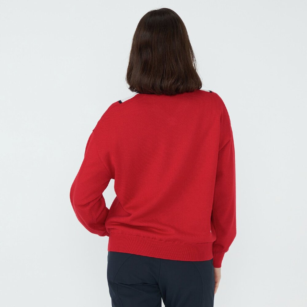 ミズノ公式 MGFコレクション/発熱素材 ブレスサーモウィンドプルーフセーター レディース ネイビー MGFコレクション／吸湿発熱ブレスサーモウィンドプルーフVネック