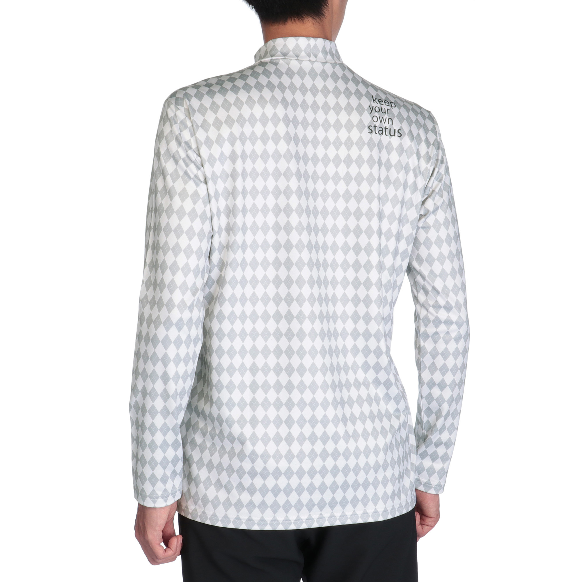 アーガイルプリント長袖モックネックシャツ[メンズ]|E2MA2522|長袖