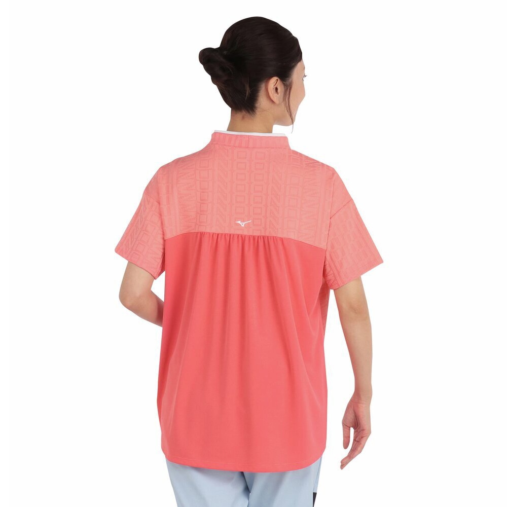 UVミズノロゴジャカードモックネック半袖シャツ|E2MAC209|トップス