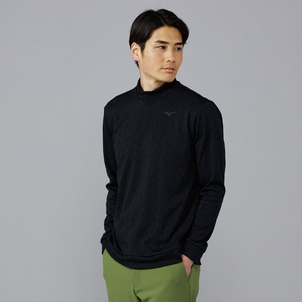 ニットジャガードモックネック長袖シャツ|E2MAC507|トップス|ゴルフ