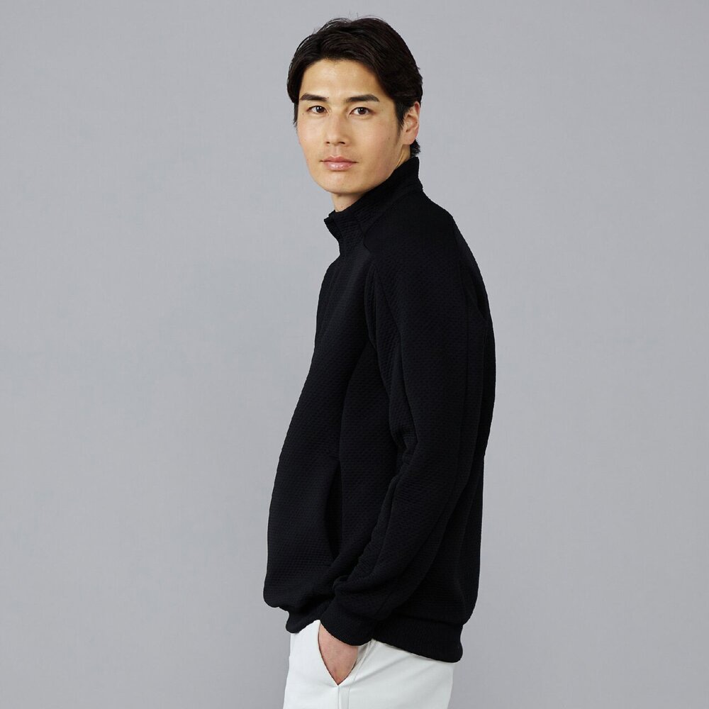 吸湿発熱】ブレスサーモリップルキルトハーフジップアッププルオーバー