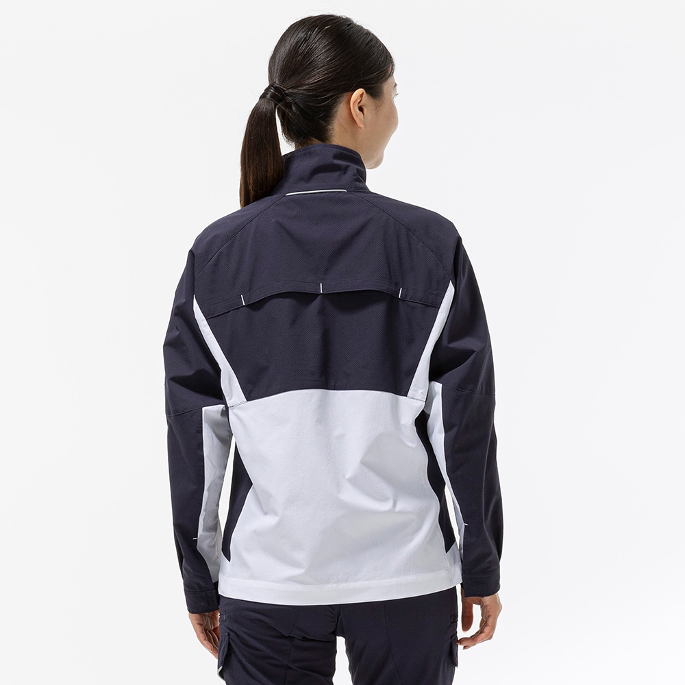 【美品】ノコオ−ノ ボーダージャケット白黒 　　　サイズ42 ワークジャケット ストレッチ(ネーム刺繍対応／制電／春夏用