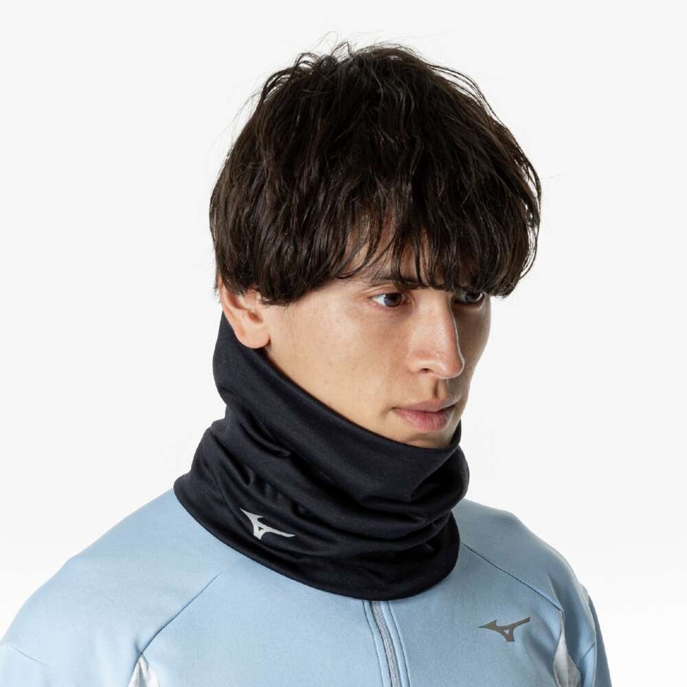 MIZUNO ミズノ ネックウォーマー BREATH THERMO 4つ 吸湿発熱ブレスサーモ ロゴネームニットネックウォーマー|B2JYB502