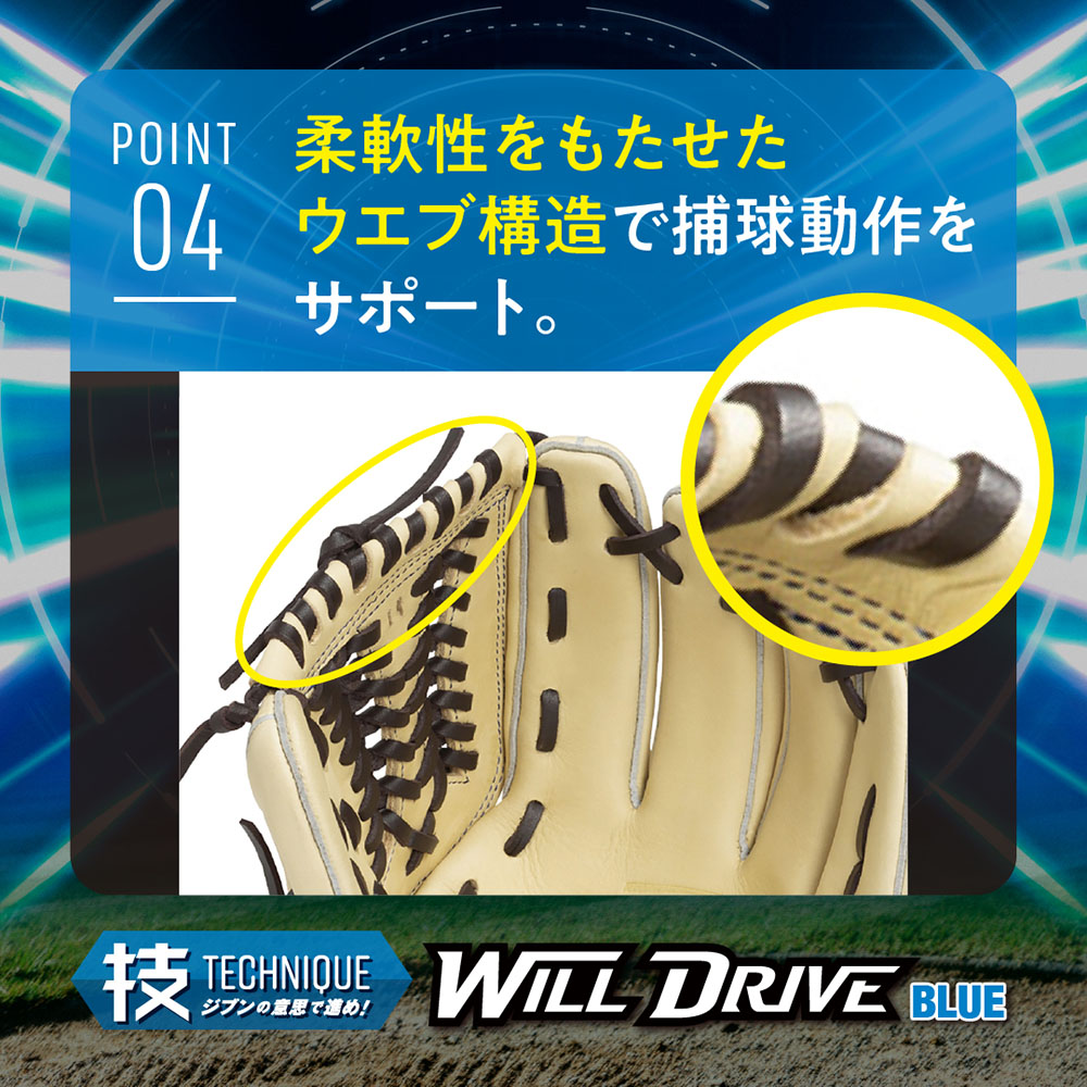 ジュニア軟式用ウィルドライブ ブルー【オールラウンド用／サイズL