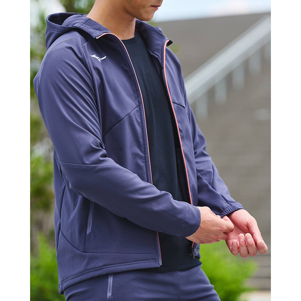 ミズノ（MIZUNO）（メンズ）テックシールドジャケット 32MCC55215 【新品】 Lサイズ カーリング ミズノ テックシールドジャケット（ウインドジャケット） スポンサー付き 防風 ストレッチ グレー杢