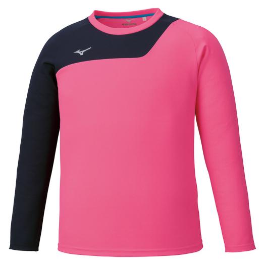 MIZUNO SHOP [ミズノ公式オンラインショップ] Tシャツ(長袖)[ユニセックス] 65 ピンクグロー×ディープネイビー 32MA0140の大画像