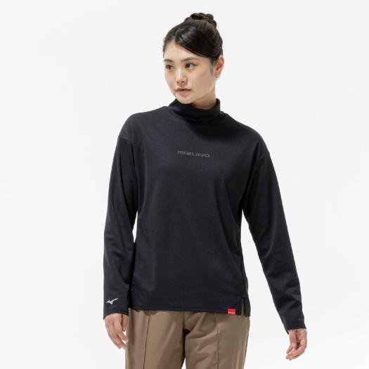 MIZUNO SHOP [ミズノ公式オンラインショップ] 【吸湿発熱】ブレスサーモハイネックロゴTシャツ(長袖) ウィメンズ 09 ブラック 32MAC855