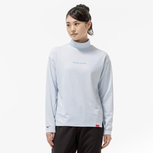 MIZUNO SHOP [ミズノ公式オンラインショップ] 【吸湿発熱】ブレスサーモハイネックロゴTシャツ(長袖) ウィメンズ 20 エアリーブルー 32MAC855