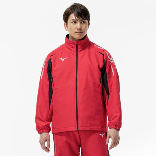 MIZUNO SHOP [ミズノ公式オンラインショップ] 【吸湿発熱】MCライン ブレスサーモウォーマージャケット ユニセックス 62 チャイニーズレッド×ブラック 32MEC635