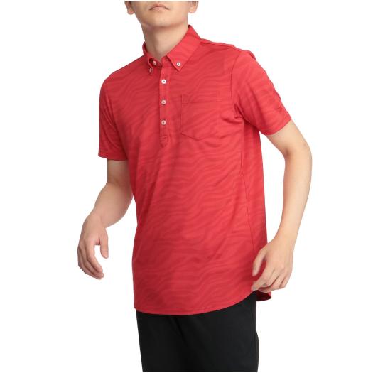 MIZUNO SHOP [ミズノ公式オンラインショップ] ジャガード半袖釦ダウンシャツ（大きいサイズ）[メンズ] 62 レッド 52JA1051の画像