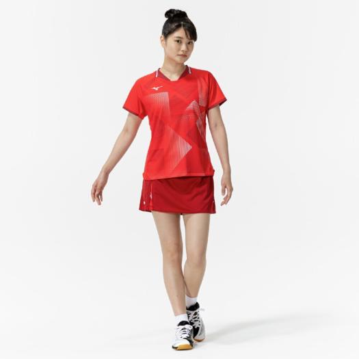 MIZUNO SHOP [ミズノ公式オンラインショップ] ゲームシャツ(卓球) ウィメンズ 61 ポピーレッド 82JAC200