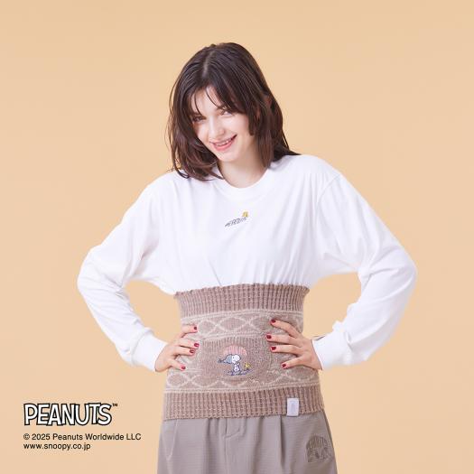 MIZUNO SHOP [ミズノ公式オンラインショップ] 【PEANUTS／吸湿発熱】ブレスサーモゆるぬくウエストウォーマー(腹巻) ユニセックス 49 スモークベージュ×ベージ