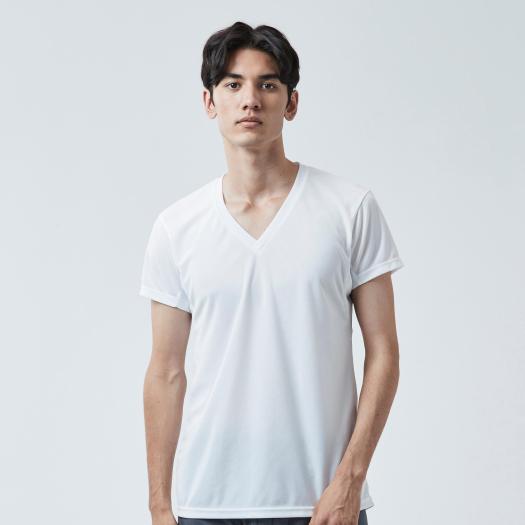 MIZUNO SHOP [ミズノ公式オンラインショップ] 着るドラントクイックドライアンダーウエアVネック半袖シャツ[メンズ] 01 ホワイト C2JA2101