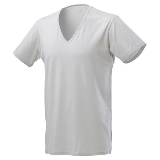 MIZUNO SHOP [ミズノ公式オンラインショップ] 着るドラントクイックドライアンダーVネック半袖シャツ(大きいサイズ)[メンズ] 04 ベイパーシルバー C2JAA321の大画像