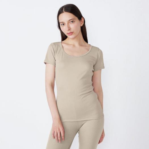 MIZUNO SHOP [ミズノ公式オンラインショップ] 【吸湿発熱】ミズノプレミアホットインナー ブレスサーモ Dailyモデル 薄手 ラウンドネック半袖シャツ ウィメンズ