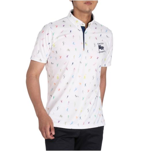 MIZUNO SHOP [ミズノ公式オンラインショップ] Enjoy sports ボタンダウン半袖ポロシャツ[メンズ] 01 ホワイト E2JA2X30