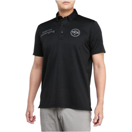 MIZUNO SHOP [ミズノ公式オンラインショップ] ダブルジャガード半袖ボタンダウンシャツ(大きいサイズ)[メンズ] 09 ブラック E2JAA068