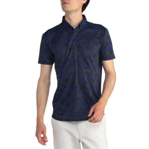 MIZUNO SHOP [ミズノ公式オンラインショップ] メッシュジャガードプリント半袖共衿シャツ[メンズ] 14 ディープネイビー E2MA2001の大画像